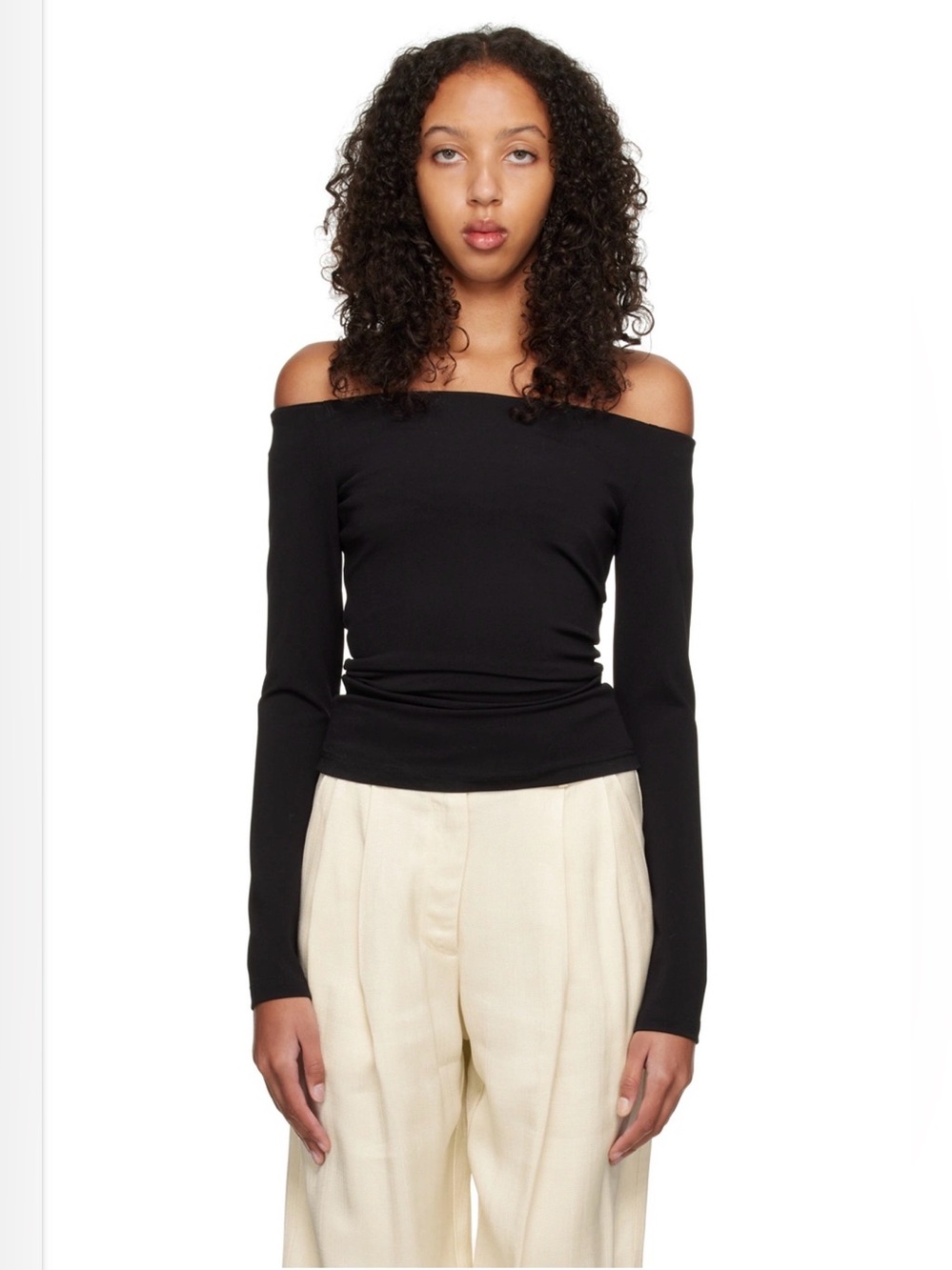 ESSE Off-The-Shoulder Long Sleeve Black Top US 6 $470